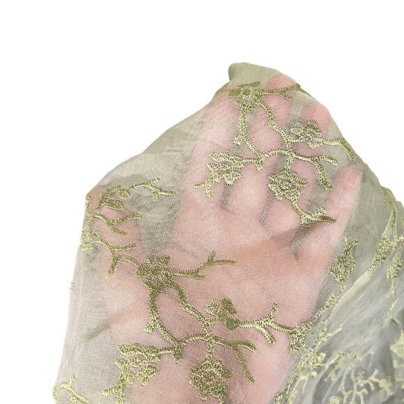 Talbots 100% Silk Size 4 Green Embroidered Drop Waist Fairy Dress vtg - Picture 6 of 11